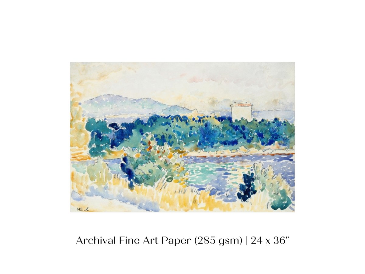 Meditteranean Landscape with a White House | P66 - Single Art Prints - Piccolo Fiore Prints