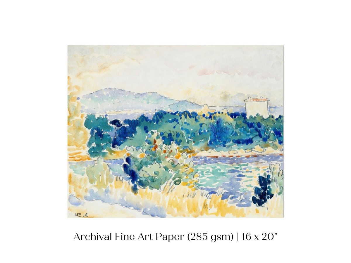 Meditteranean Landscape with a White House | P66 - Single Art Prints - Piccolo Fiore Prints