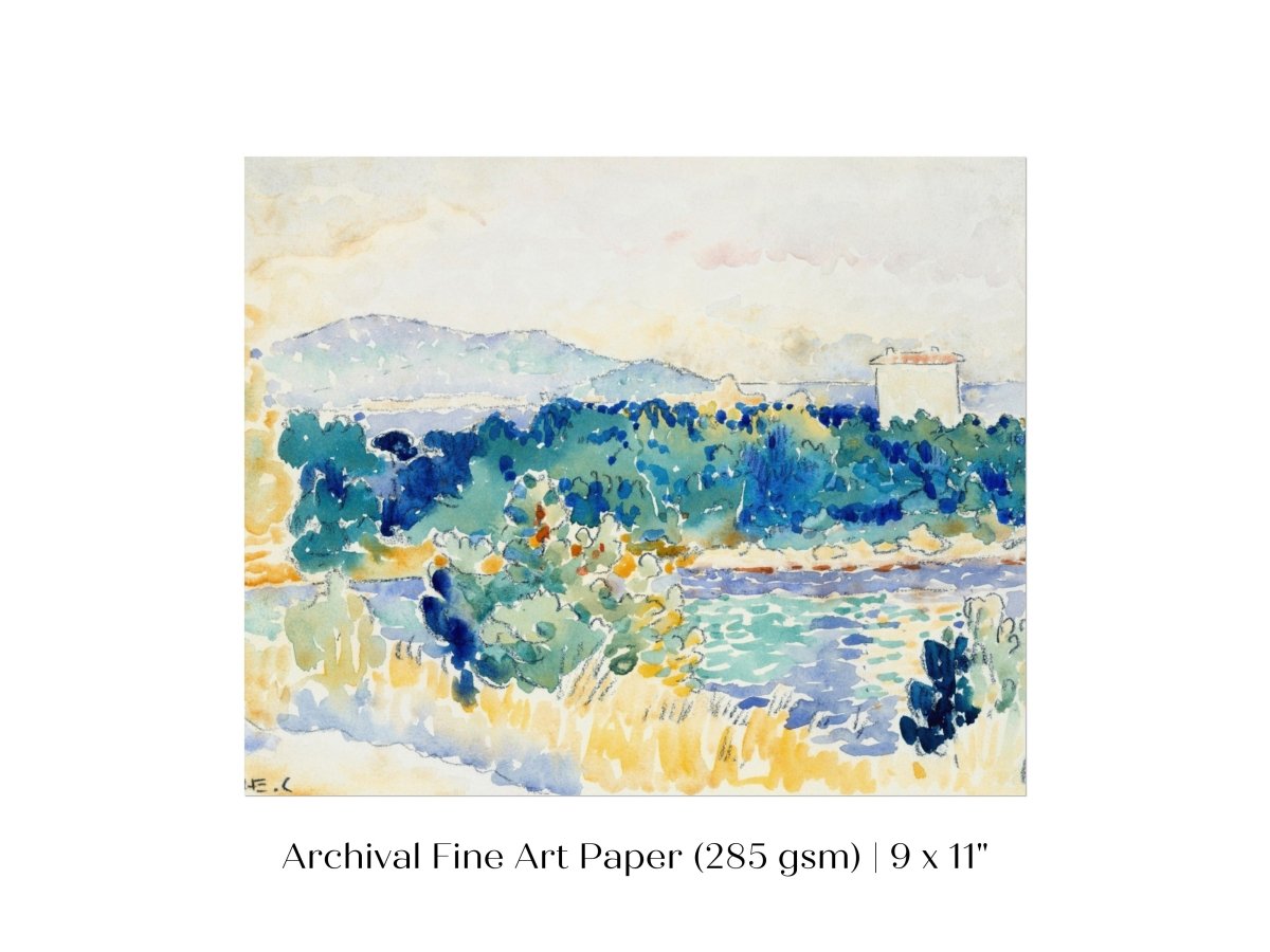 Meditteranean Landscape with a White House | P66 - Single Art Prints - Piccolo Fiore Prints