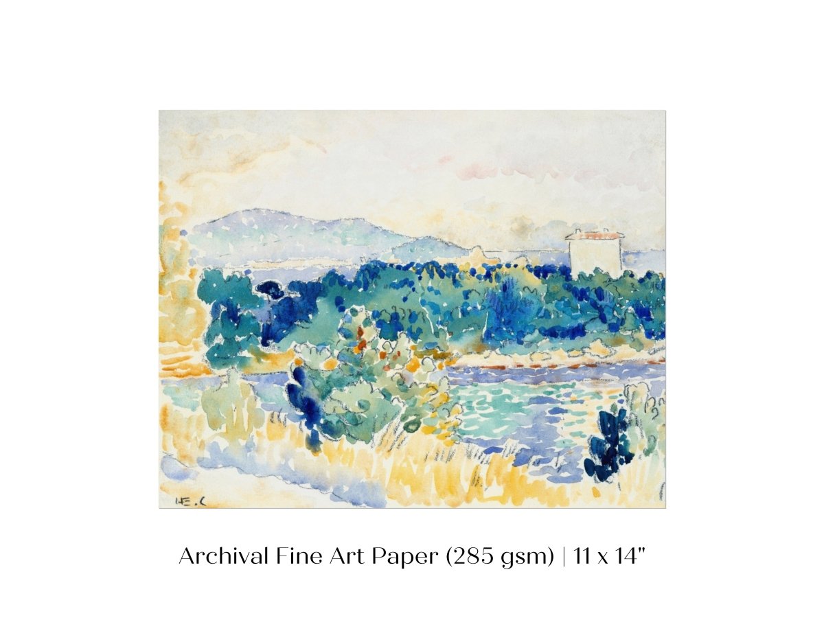 Meditteranean Landscape with a White House | P66 - Single Art Prints - Piccolo Fiore Prints