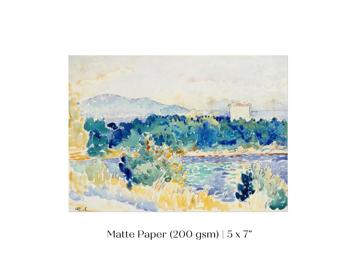 Meditteranean Landscape with a White House | P66 - Single Art Prints - Piccolo Fiore Prints