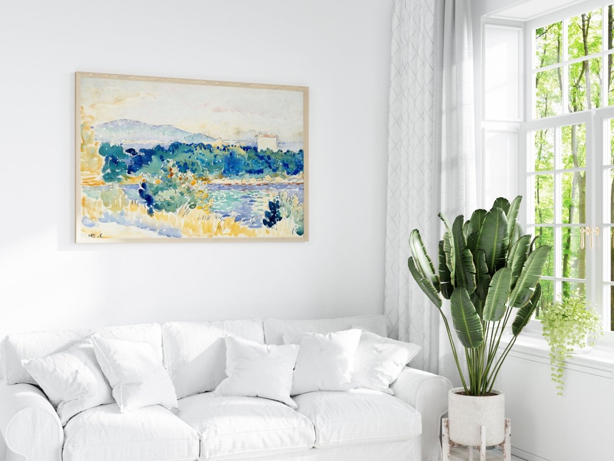 Meditteranean Landscape with a White House | P66 - Single Art Prints - Piccolo Fiore Prints