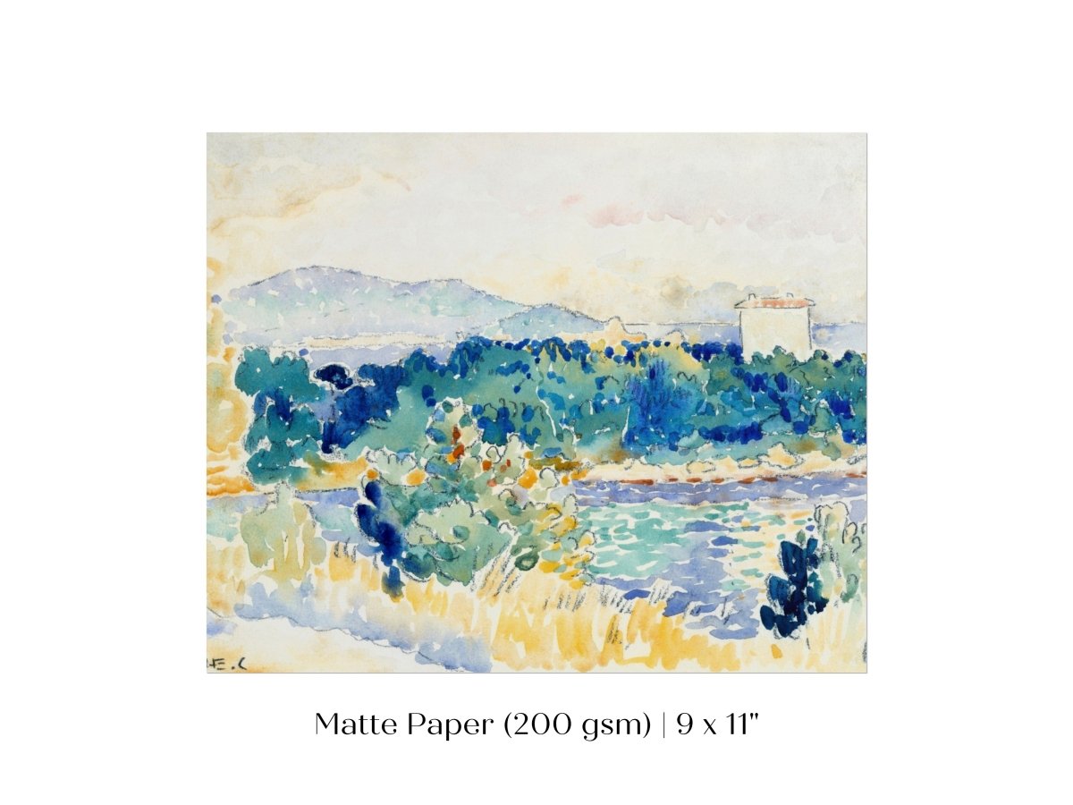 Meditteranean Landscape with a White House | P66 - Single Art Prints - Piccolo Fiore Prints