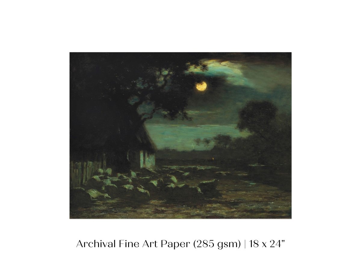 Moonlit Sheepyard | P195 - Single Art Prints - Piccolo Fiore Prints