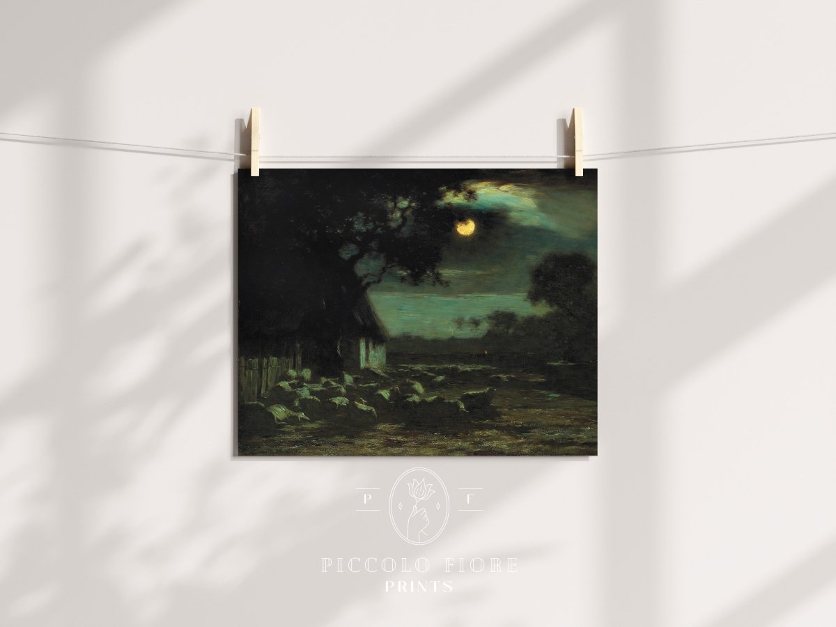 Moonlit Sheepyard | P195 - Single Art Prints - Piccolo Fiore Prints
