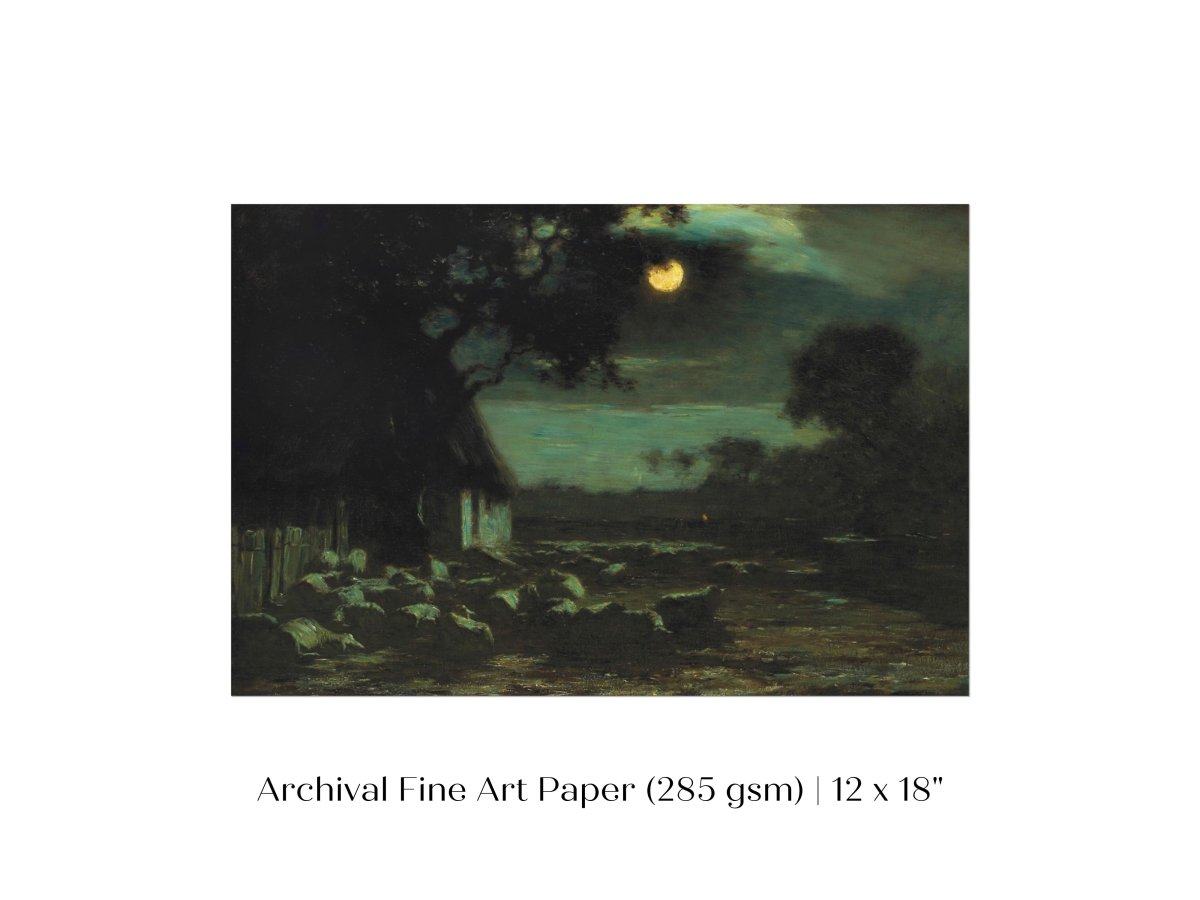 Moonlit Sheepyard | P195 - Single Art Prints - Piccolo Fiore Prints