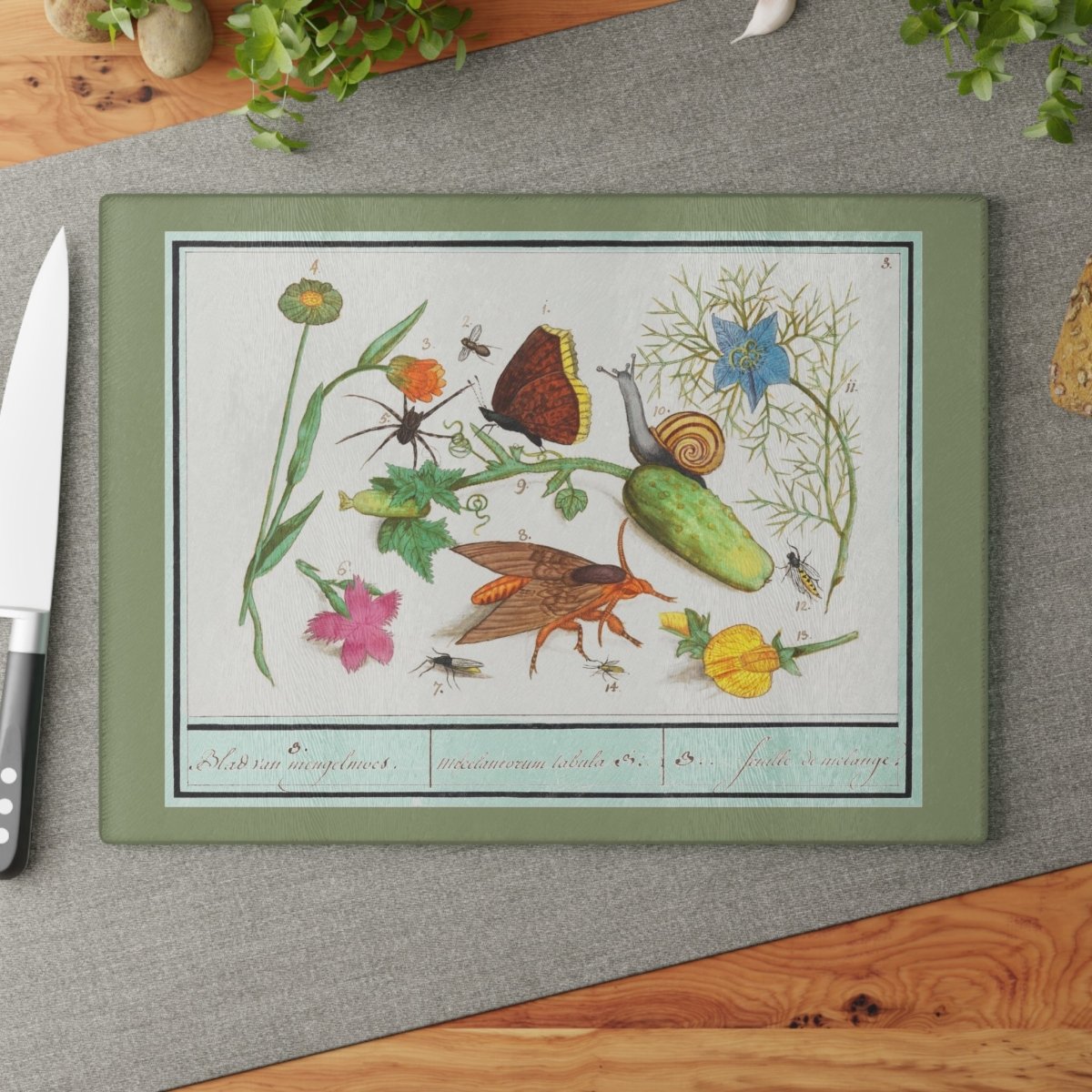 Natural History Ensemble No. 3 | Glass Chopping Board - Glass Chopping Board - Piccolo Fiore Prints