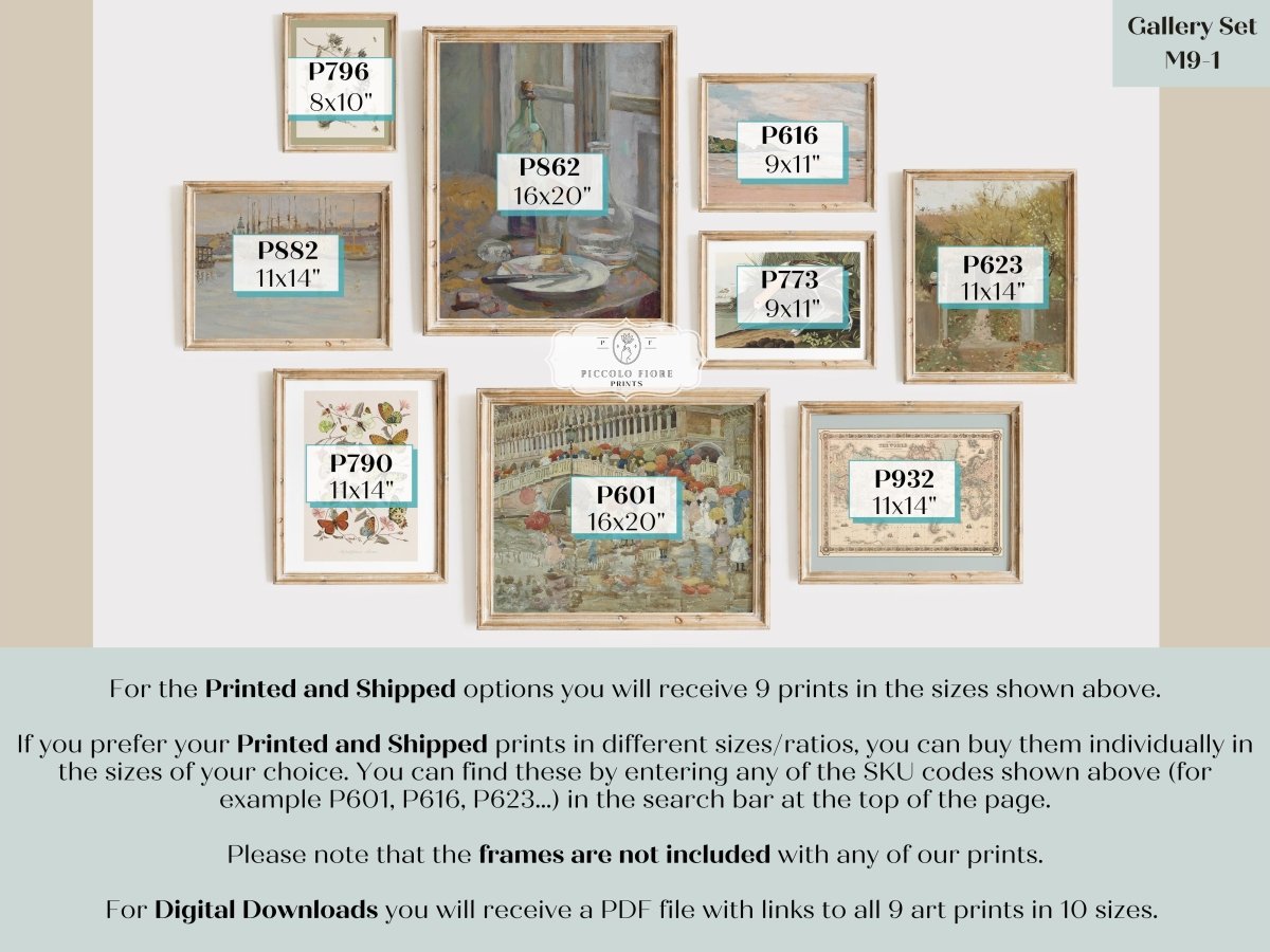 Neutral Sage and Beige | Gallery Wall Set | 9 Prints | M9 - 1 - Gallery Wall Set - Piccolo Fiore Prints