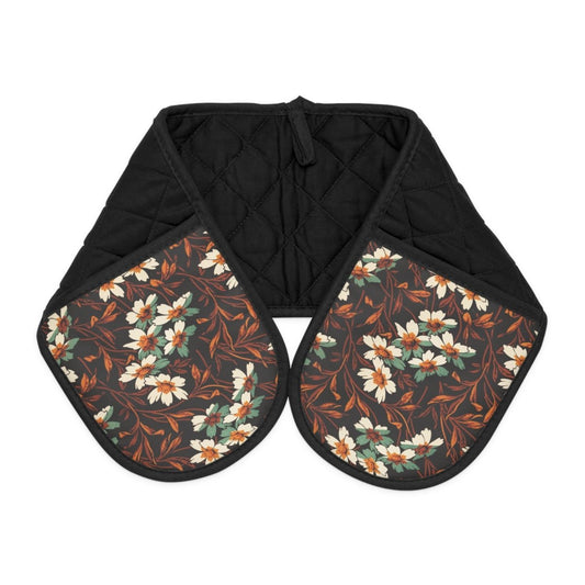 Orange and White Floral | Double Oven Mitt - Double Oven Mitt - Piccolo Fiore Prints