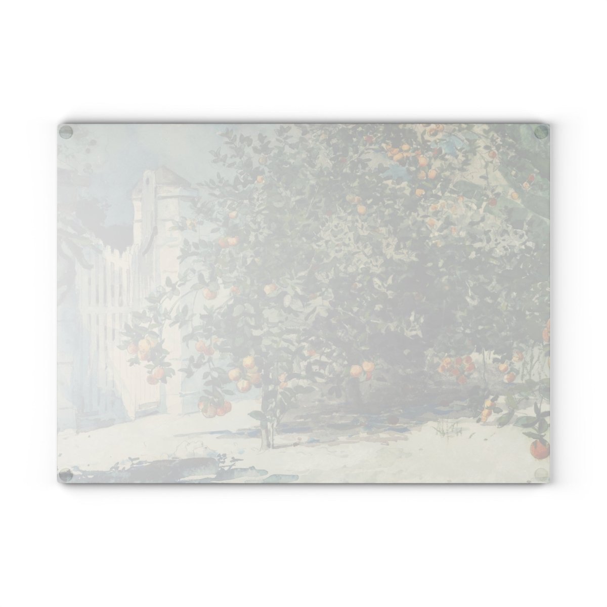 Orange Trees and Gate | Glass Chopping Board - Glass Chopping Board - Piccolo Fiore Prints