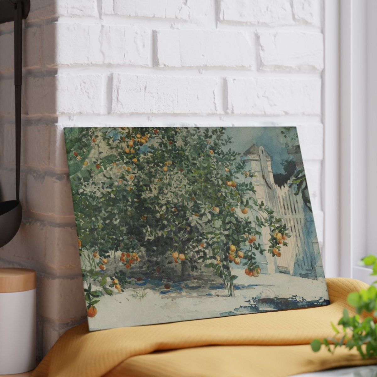 Orange Trees and Gate | Glass Chopping Board - Glass Chopping Board - Piccolo Fiore Prints