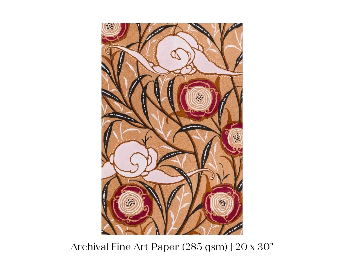 Oriental Art Nouveau Textile Stencil | P260 - Single Art Prints - Piccolo Fiore Prints
