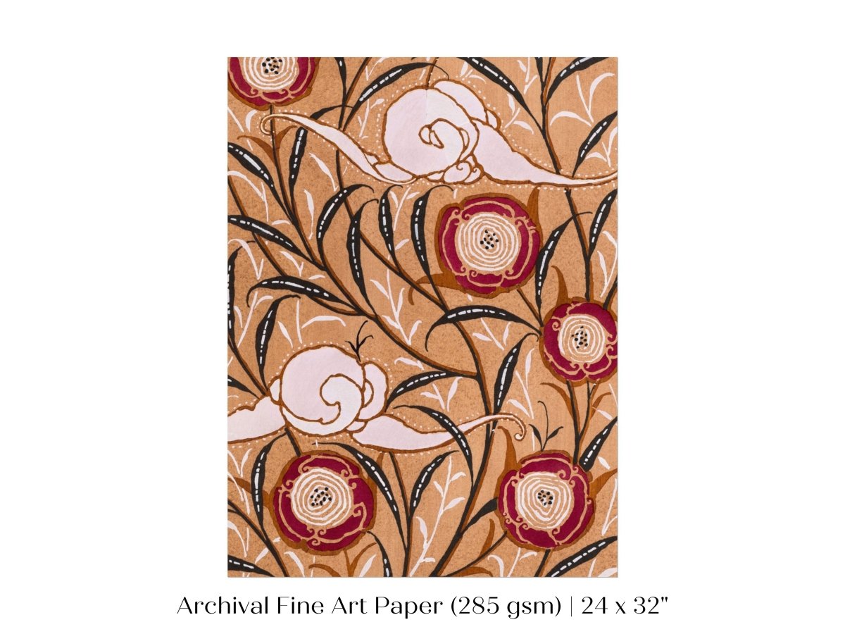 Oriental Art Nouveau Textile Stencil | P260 - Single Art Prints - Piccolo Fiore Prints