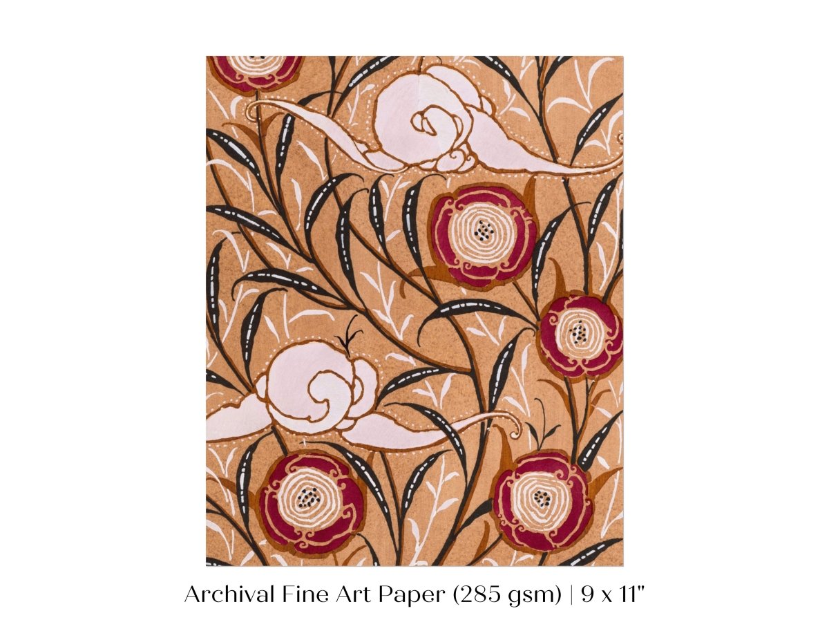 Oriental Art Nouveau Textile Stencil | P260 - Single Art Prints - Piccolo Fiore Prints