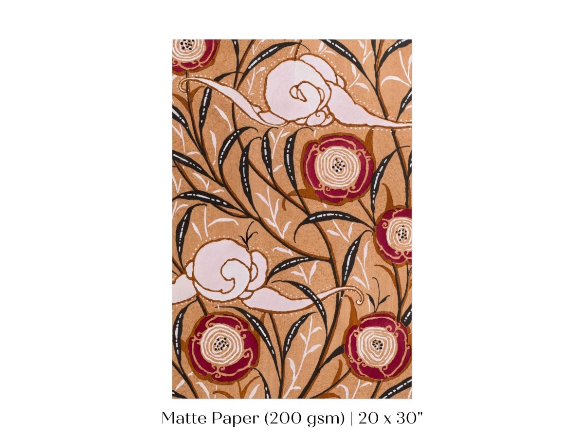 Oriental Art Nouveau Textile Stencil | P260 - Single Art Prints - Piccolo Fiore Prints
