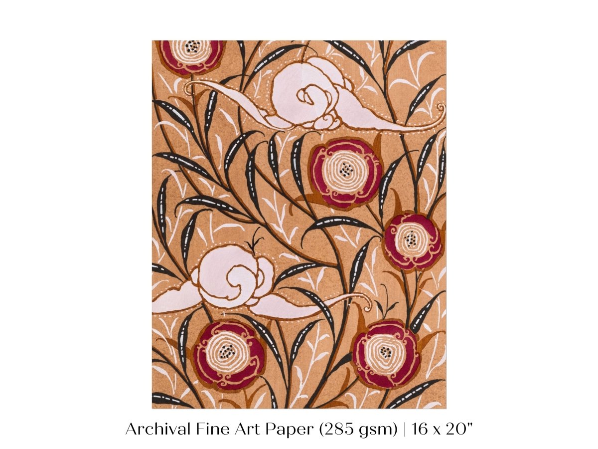Oriental Art Nouveau Textile Stencil | P260 - Single Art Prints - Piccolo Fiore Prints