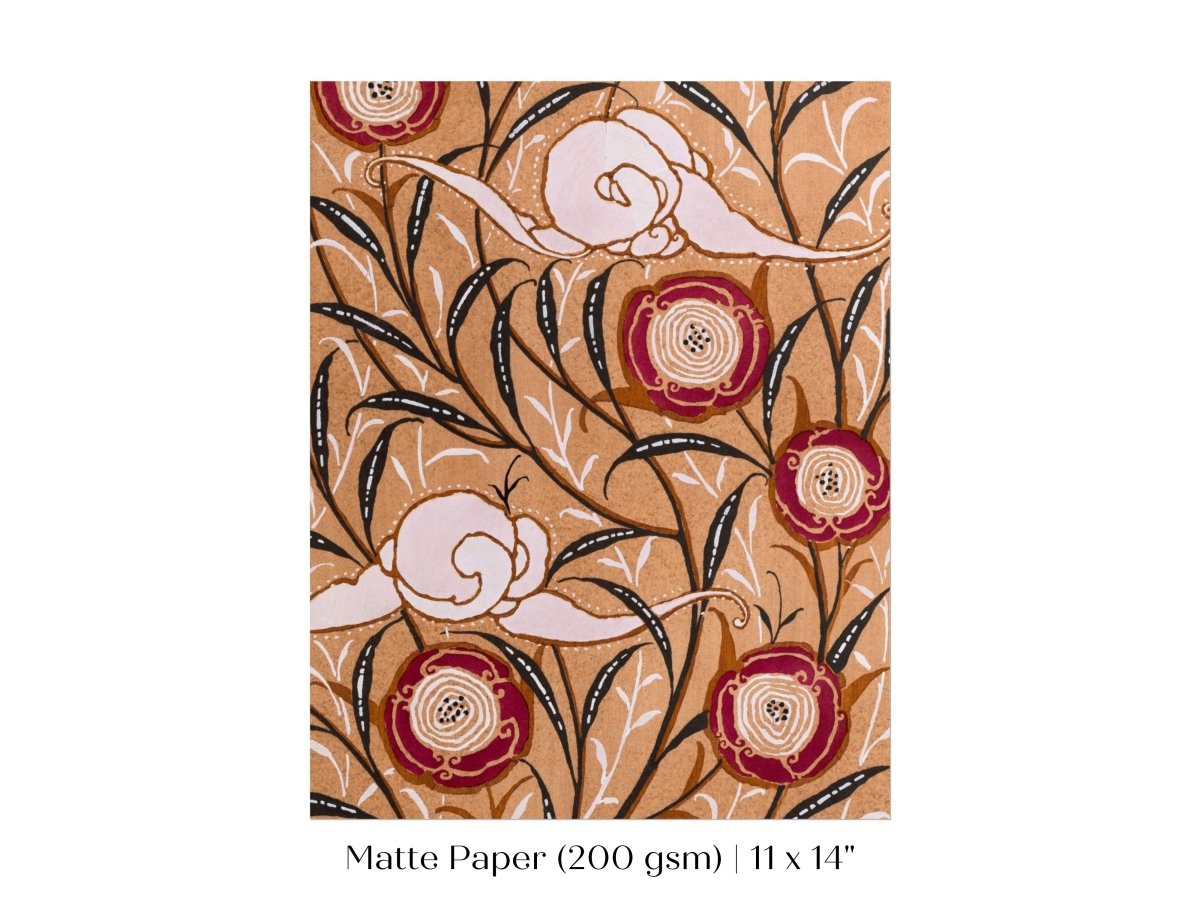 Oriental Art Nouveau Textile Stencil | P260 - Single Art Prints - Piccolo Fiore Prints