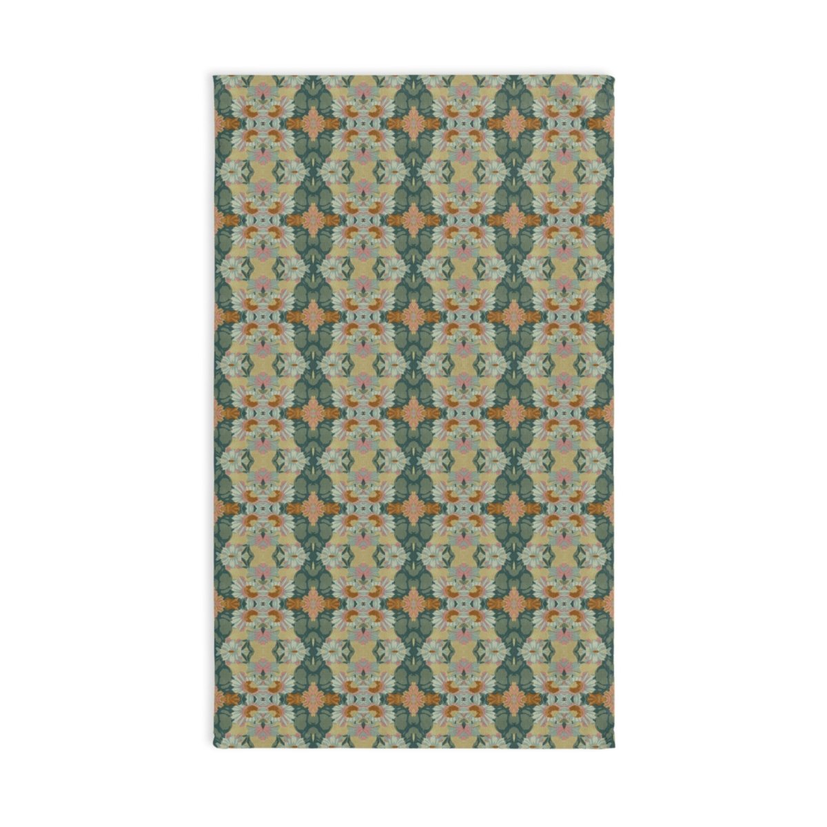 Ortensia Retro Floral Damask Stripe in Muted Green | Hand Towel - Hand Towel - Piccolo Fiore Prints