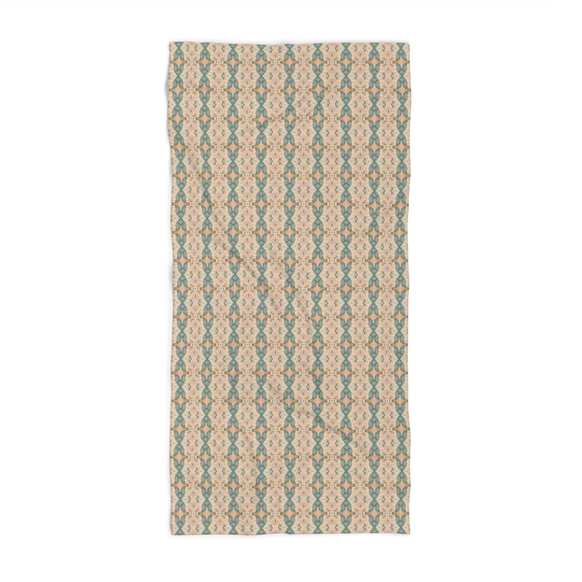 Ortensia Retro Floral Damask Stripe in Pink and Pistacchio Green | Bath Towel - Bath Towel - Piccolo Fiore Prints