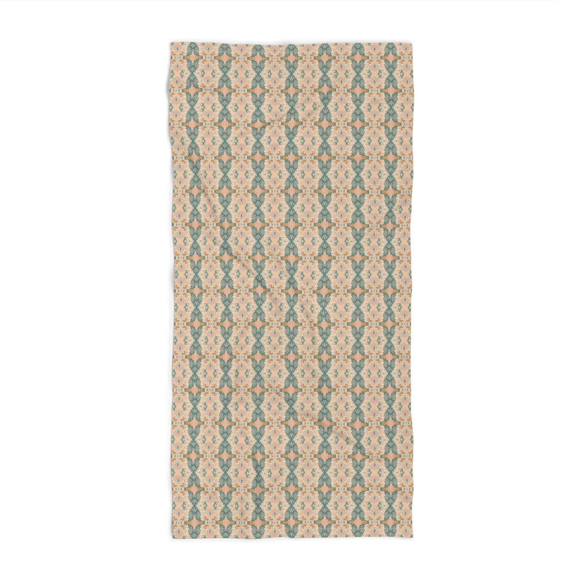 Ortensia Retro Floral Damask Stripe in Pink and Pistacchio Green | Bath Towel - Bath Towel - Piccolo Fiore Prints
