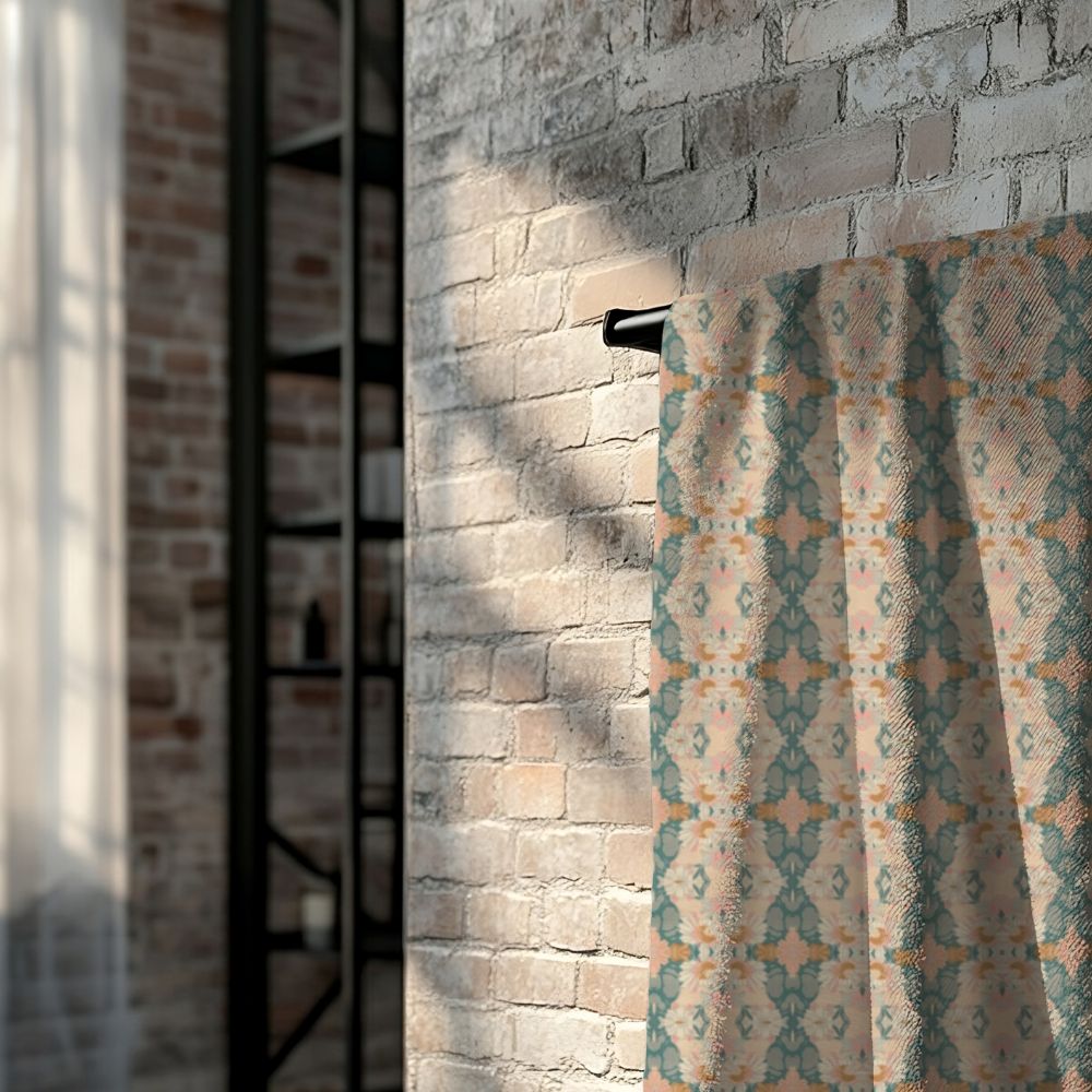 Ortensia Retro Floral Damask Stripe in Pink and Pistacchio Green | Bath Towel - Bath Towel - Piccolo Fiore Prints