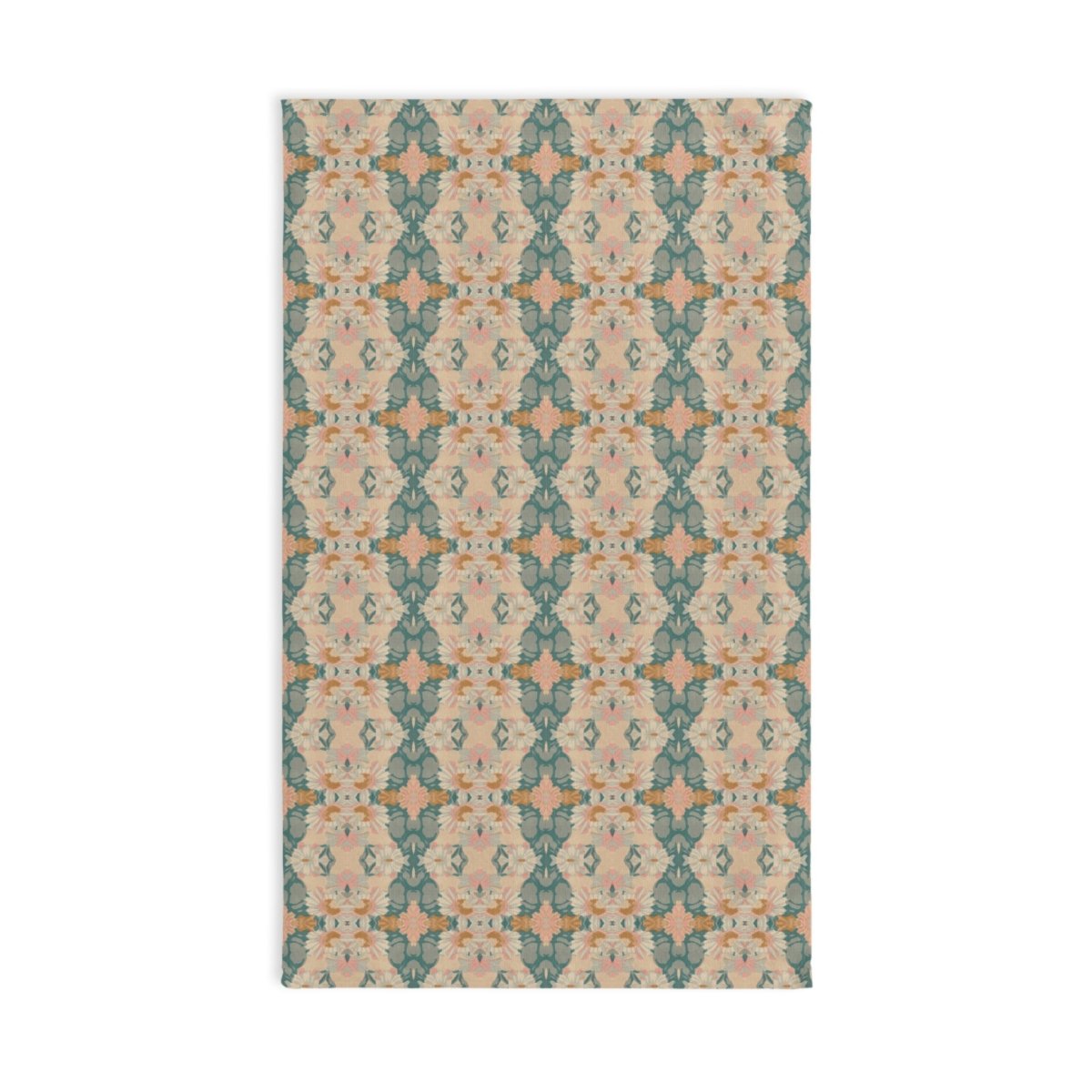 Ortensia Retro Floral Damask Stripe in Pink and Pistacchio Green | Hand Towel - Hand Towel - Piccolo Fiore Prints
