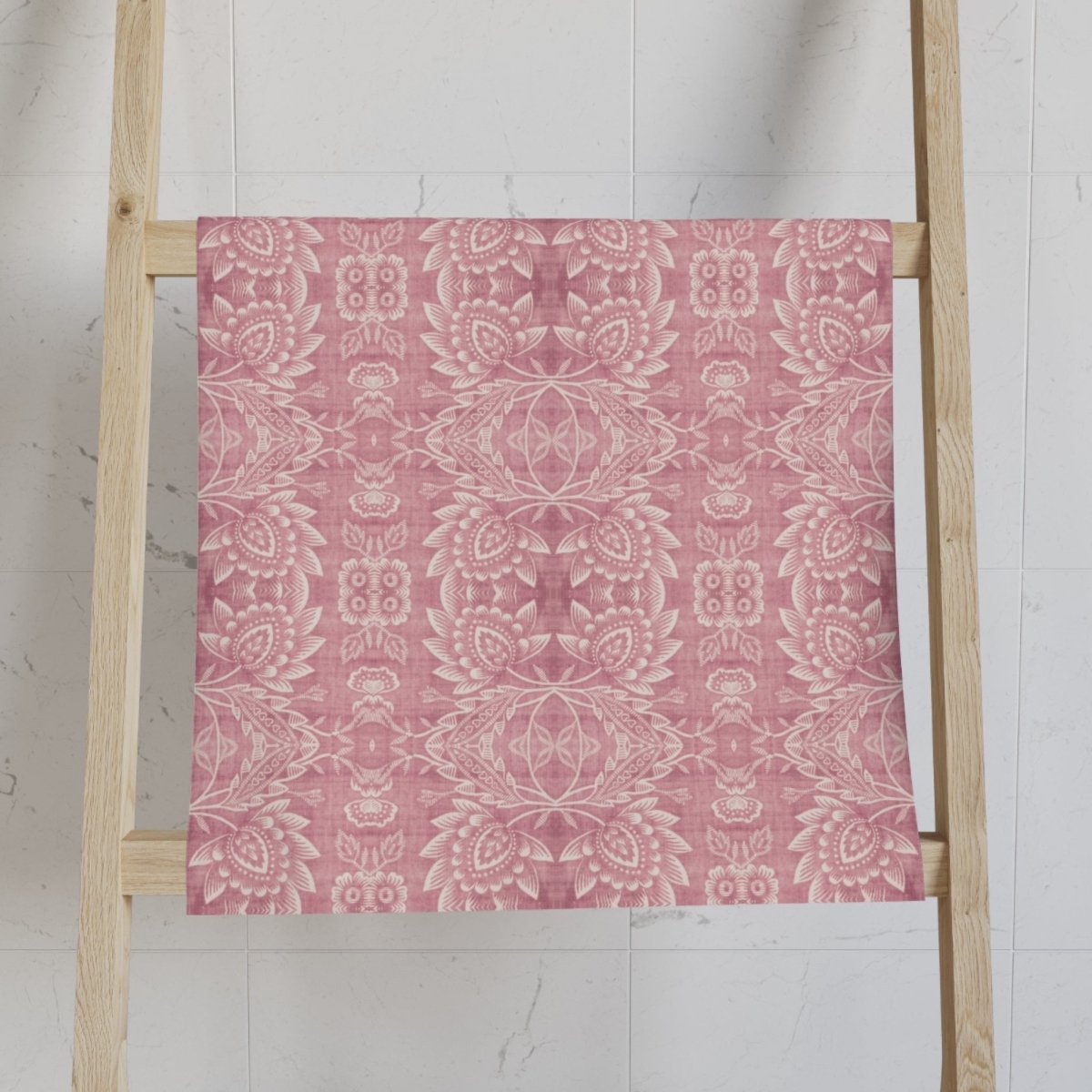 Paloma Floral Damask Stripe in Dusky Rose Pink and White | Hand Towel - Hand Towel - Piccolo Fiore Prints