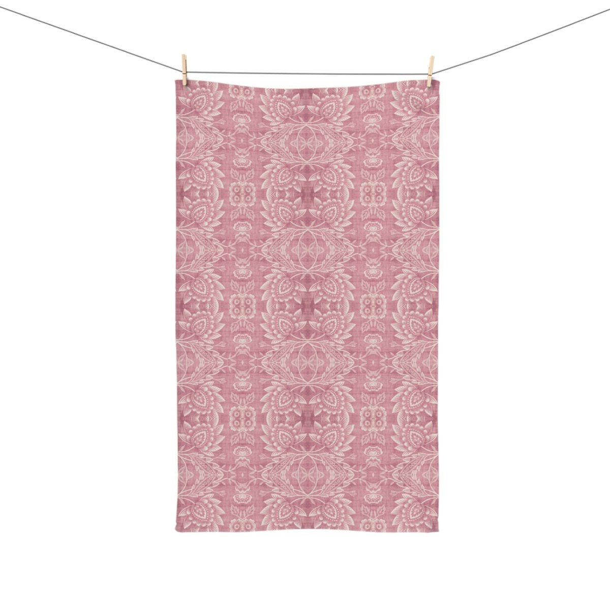 Paloma Floral Damask Stripe in Dusky Rose Pink and White | Hand Towel - Hand Towel - Piccolo Fiore Prints