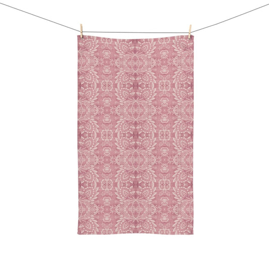 Paloma Floral Damask Stripe in Dusky Rose Pink and White | Hand Towel - Hand Towel - Piccolo Fiore Prints