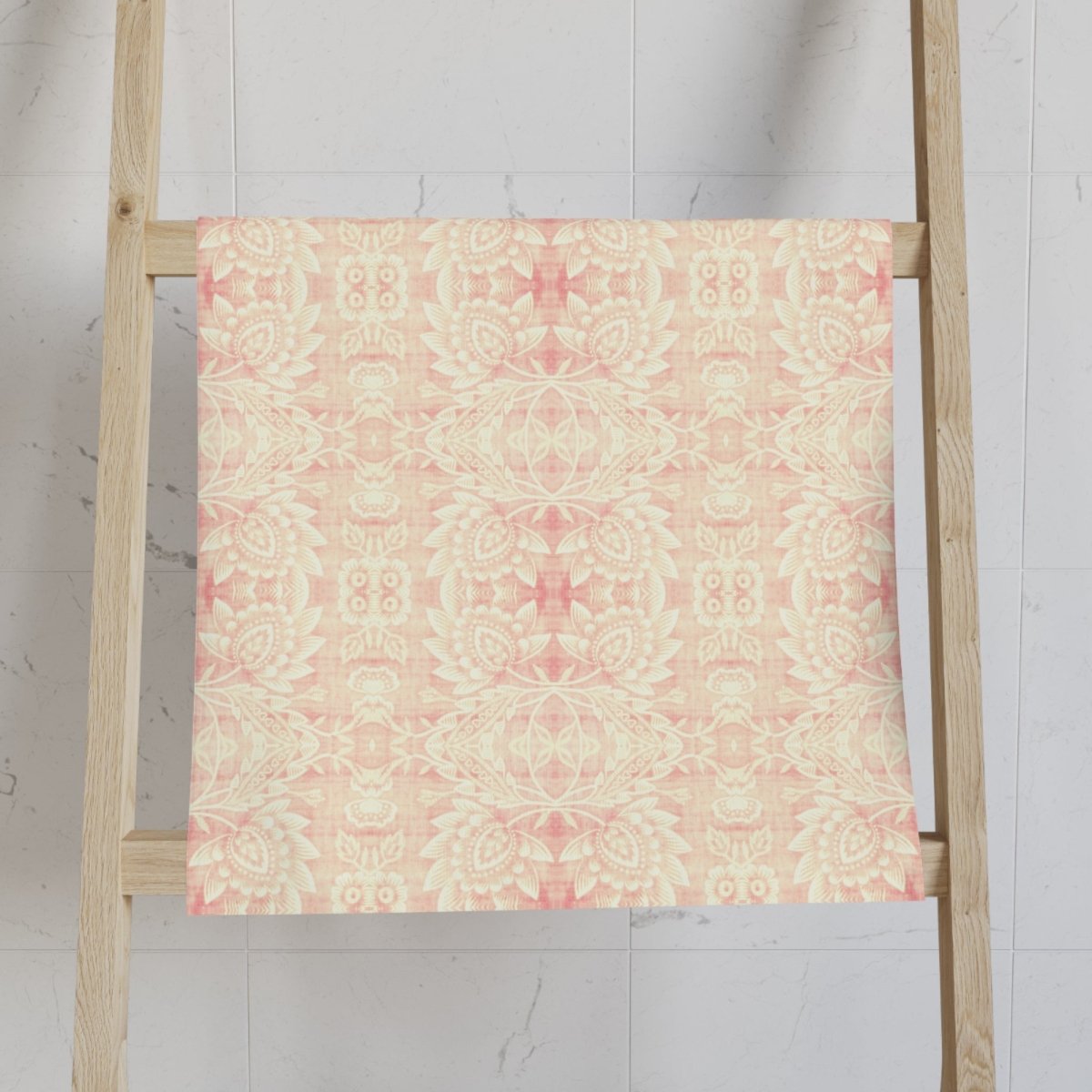 Paloma Floral Damask Stripe in Pink and Cream | Hand Towel - Hand Towel - Piccolo Fiore Prints