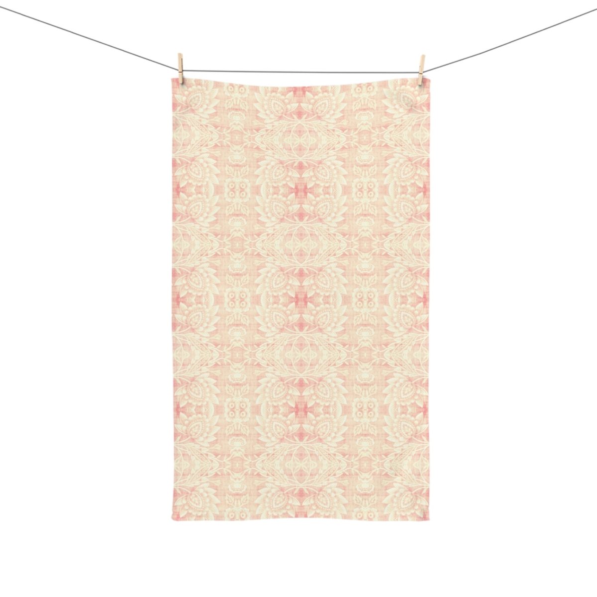 Paloma Floral Damask Stripe in Pink and Cream | Hand Towel - Hand Towel - Piccolo Fiore Prints