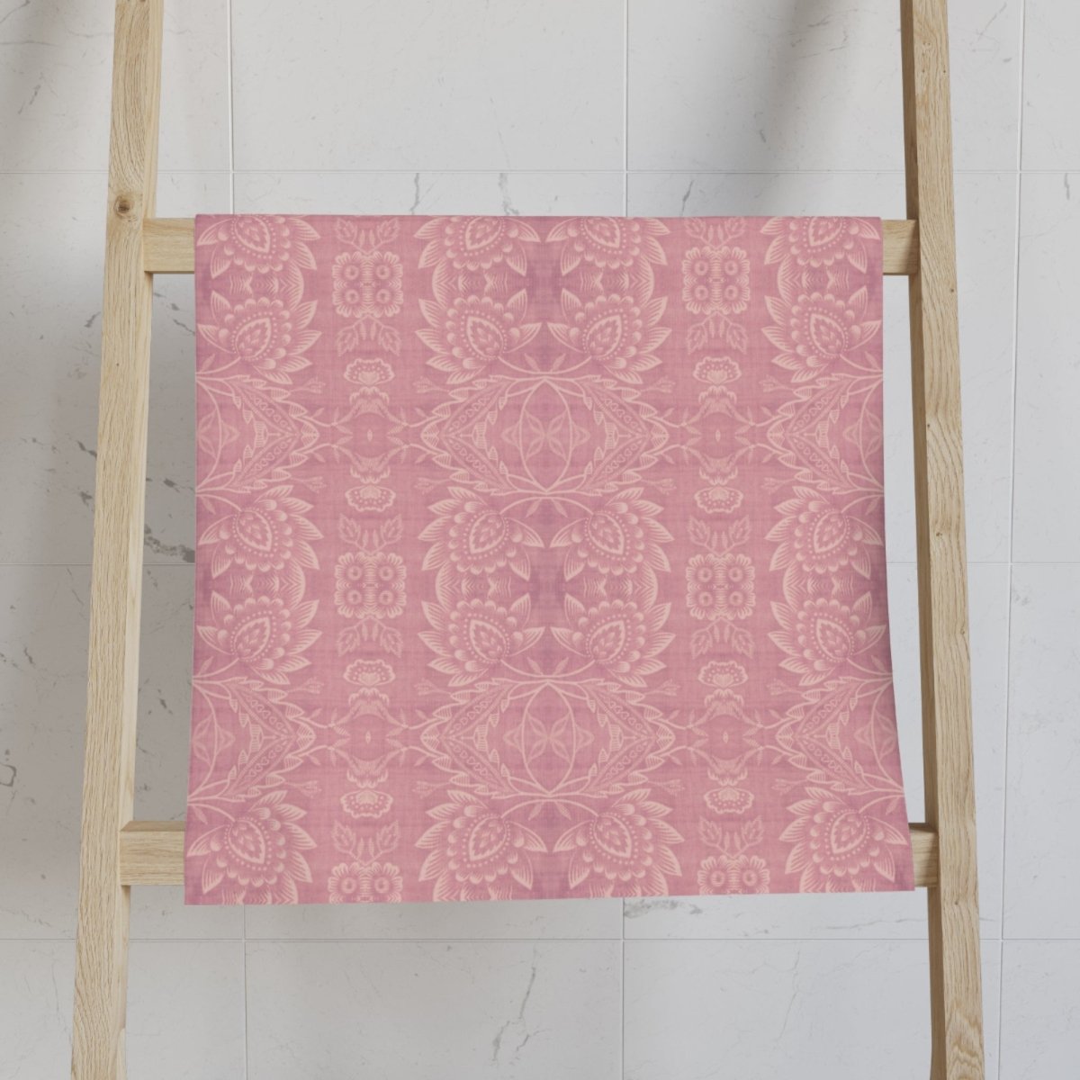 Paloma Floral Damask Stripe in Rose Pink and Cream | Hand Towel - Hand Towel - Piccolo Fiore Prints