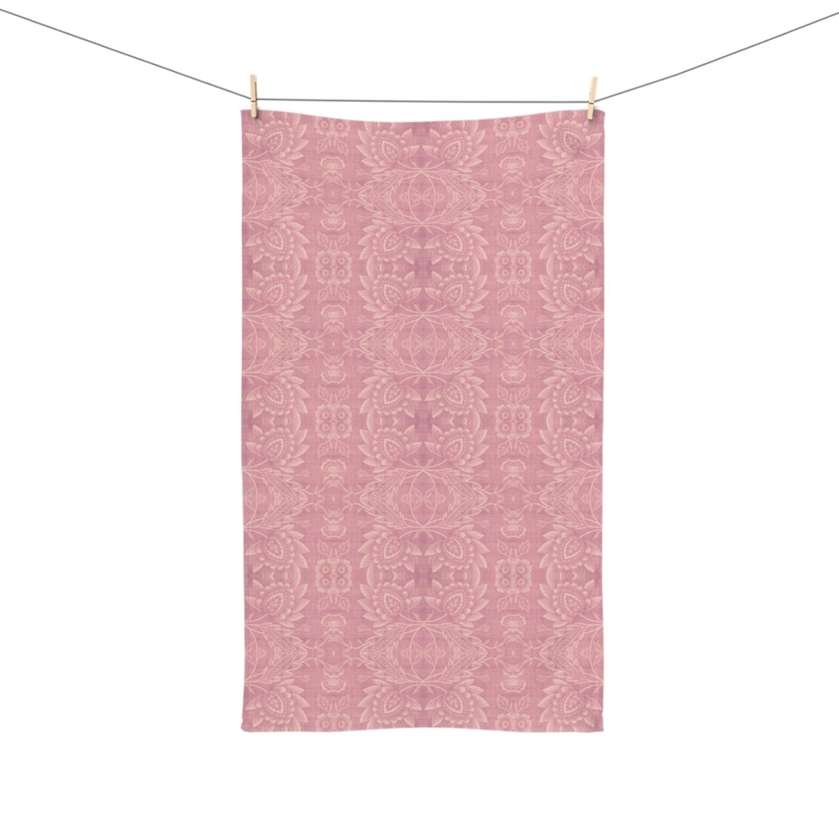 Paloma Floral Damask Stripe in Rose Pink and Cream | Hand Towel - Hand Towel - Piccolo Fiore Prints