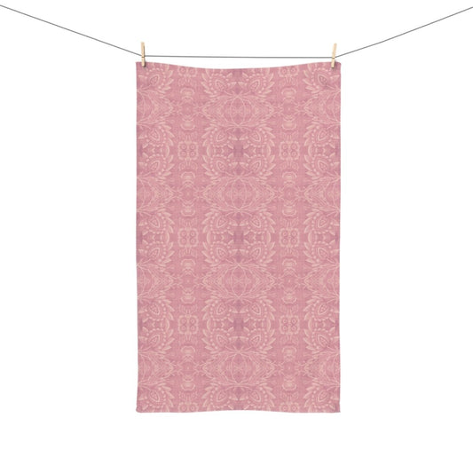 Paloma Floral Damask Stripe in Rose Pink and Cream | Hand Towel - Hand Towel - Piccolo Fiore Prints