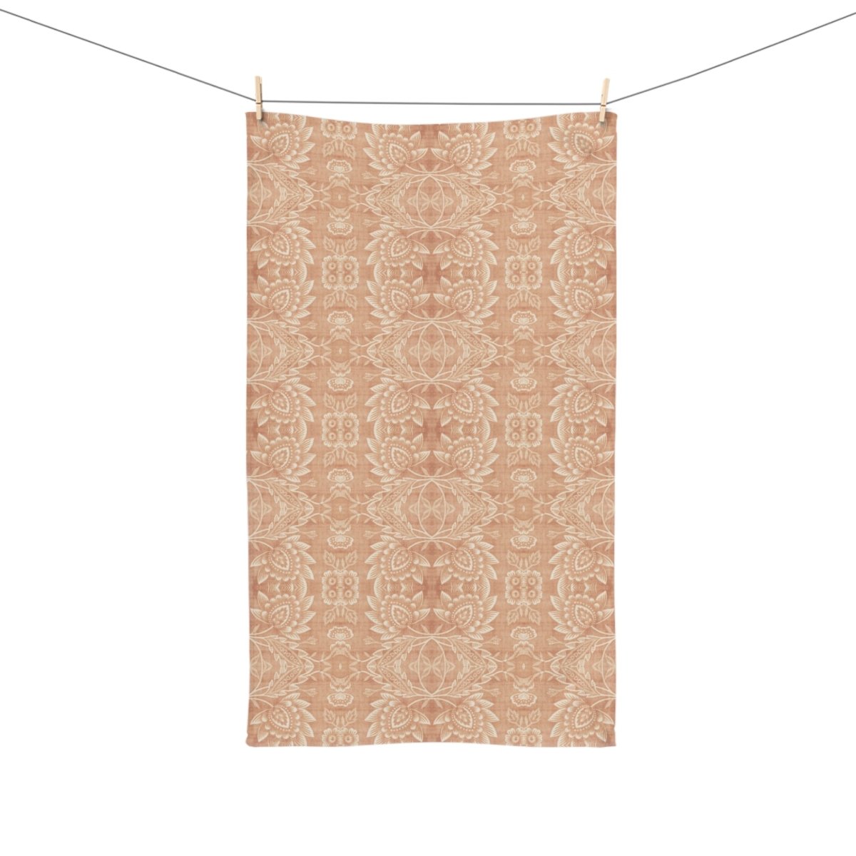 Paloma Floral Damask Stripe in Tan and Cream | Hand Towel - Hand Towel - Piccolo Fiore Prints