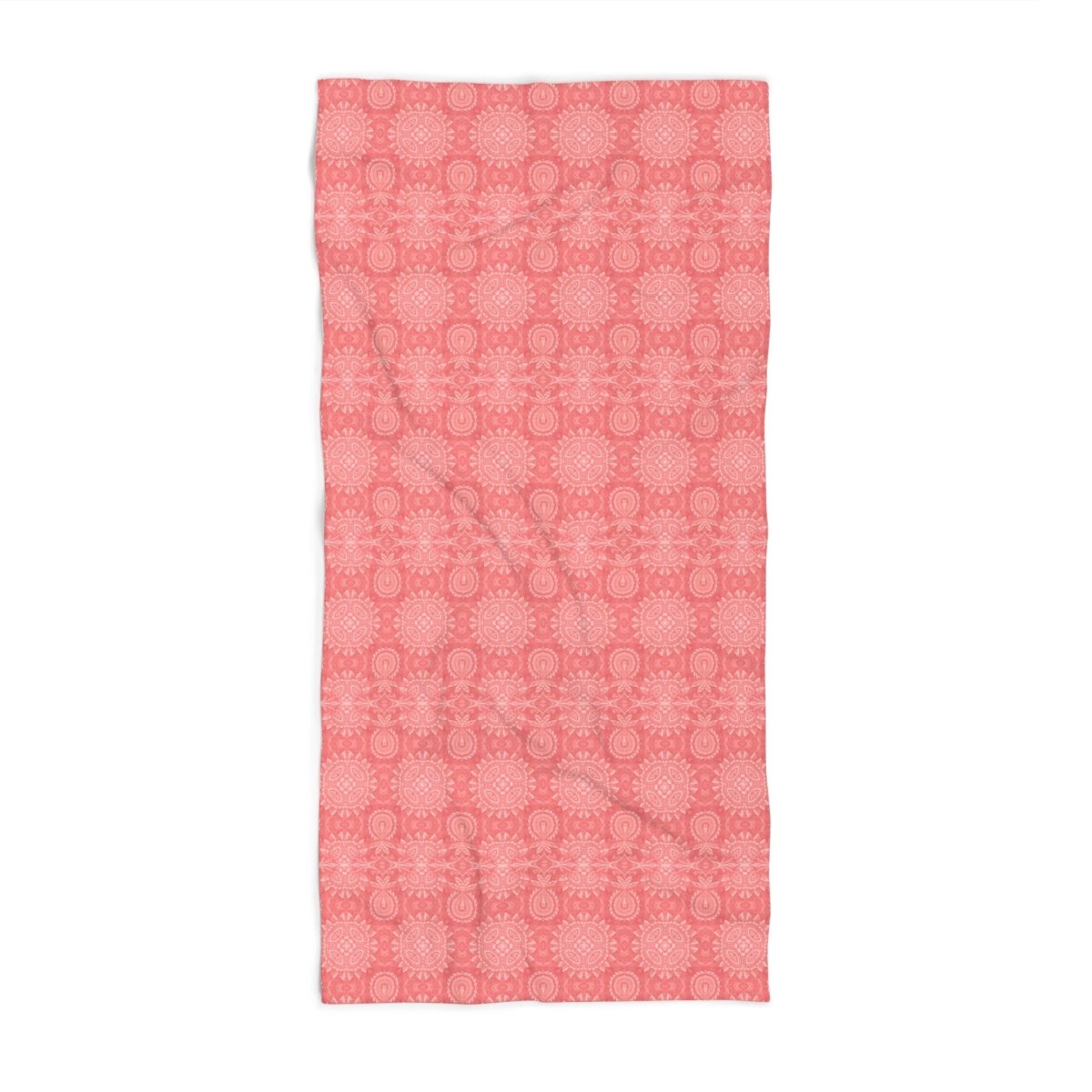 Paloma Flowers and Pineapples in Coral Red and White | Bath Towel - Bath Towel - Piccolo Fiore Prints