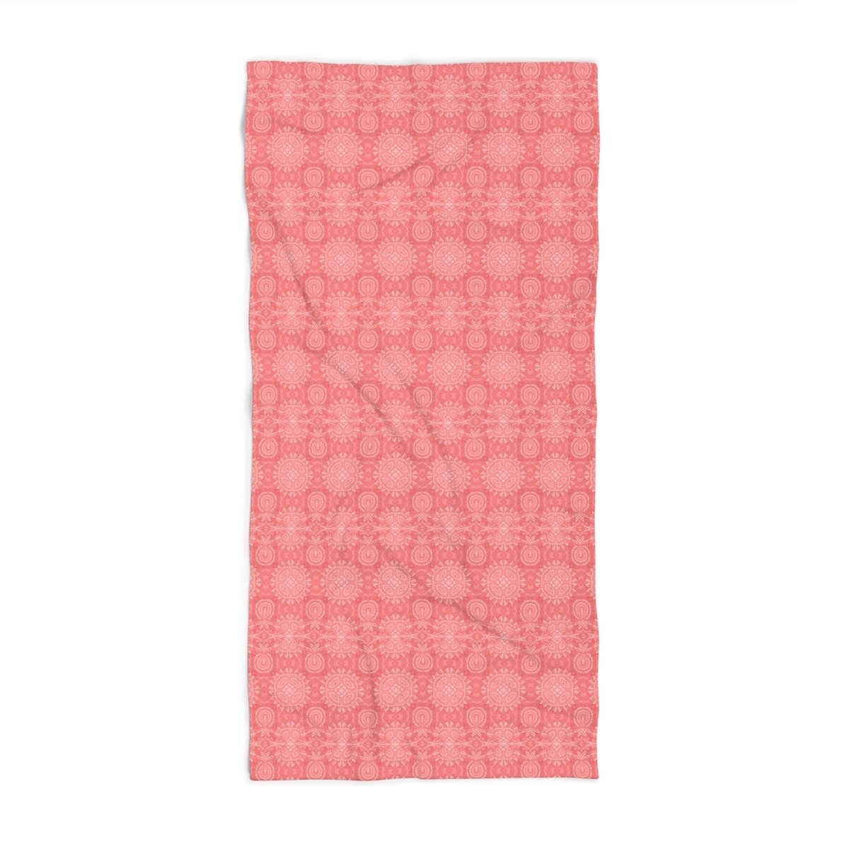 Paloma Flowers and Pineapples in Coral Red and White | Bath Towel - Bath Towel - Piccolo Fiore Prints
