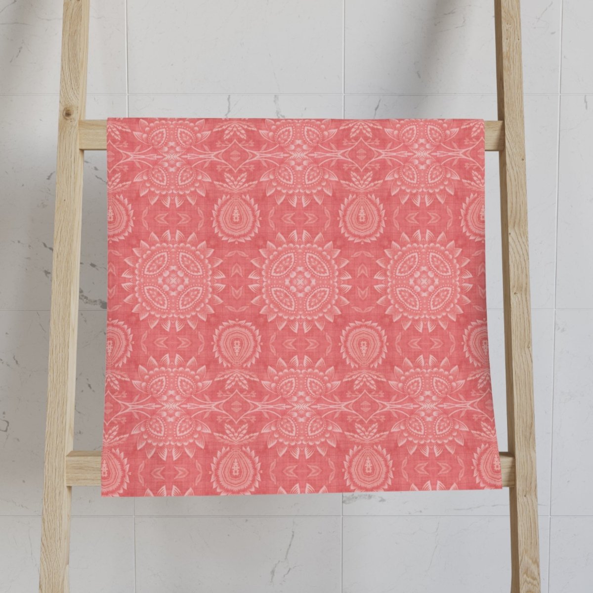 Paloma Flowers and Pineapples in Coral Red and White | Hand Towel - Hand Towel - Piccolo Fiore Prints