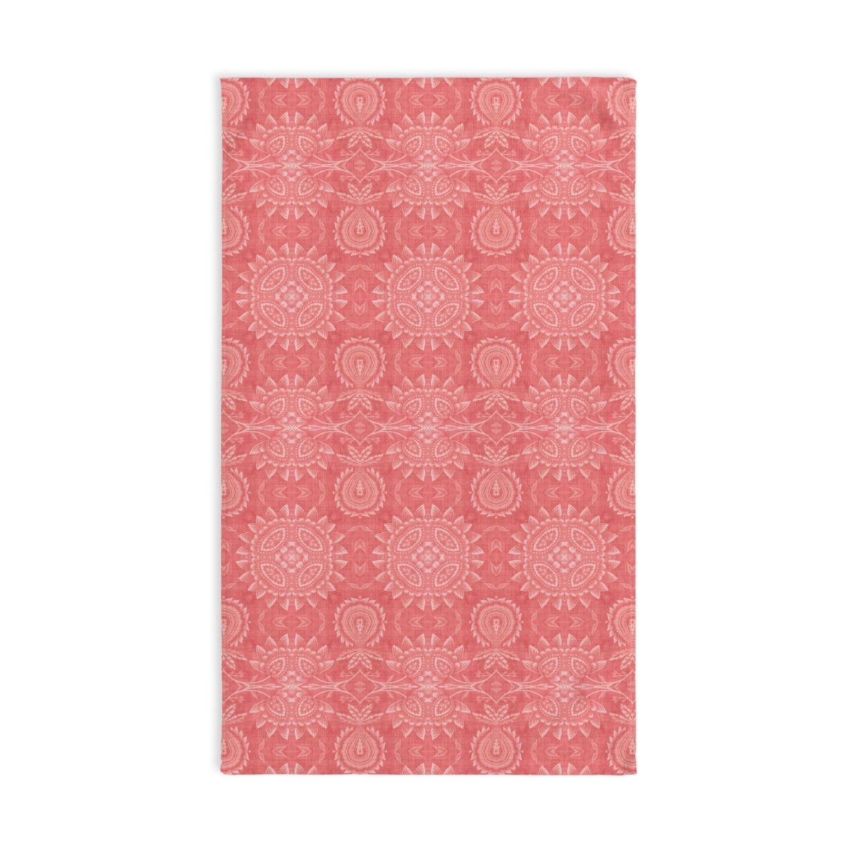 Paloma Flowers and Pineapples in Coral Red and White | Hand Towel - Hand Towel - Piccolo Fiore Prints