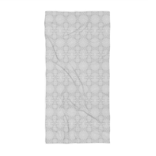 Paloma Flowers and Pineapples in Light Grey and White | Beach Towel - Beach Towel - Piccolo Fiore Prints