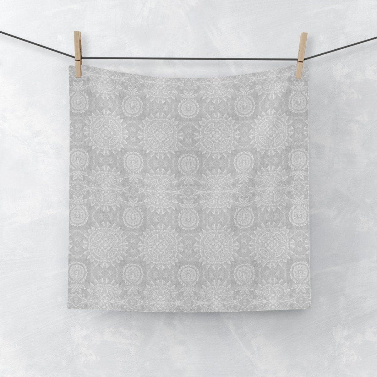 Paloma Flowers and Pineapples in Light Grey and White | Face Towel - Face Towel - Piccolo Fiore Prints