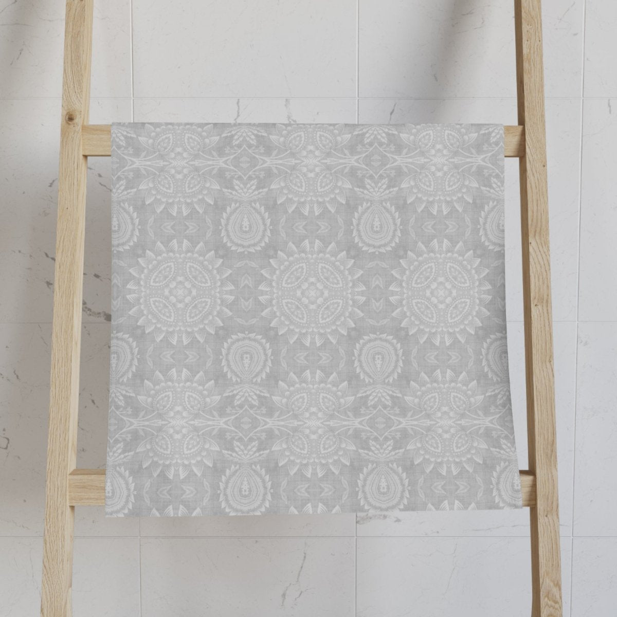 Paloma Flowers and Pineapples in Light Grey and White | Hand Towel - Hand Towel - Piccolo Fiore Prints