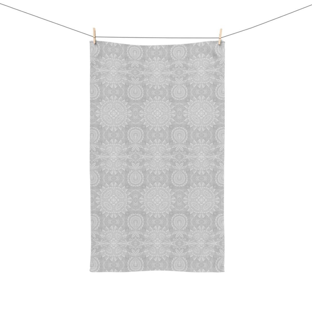 Paloma Flowers and Pineapples in Light Grey and White | Hand Towel - Hand Towel - Piccolo Fiore Prints