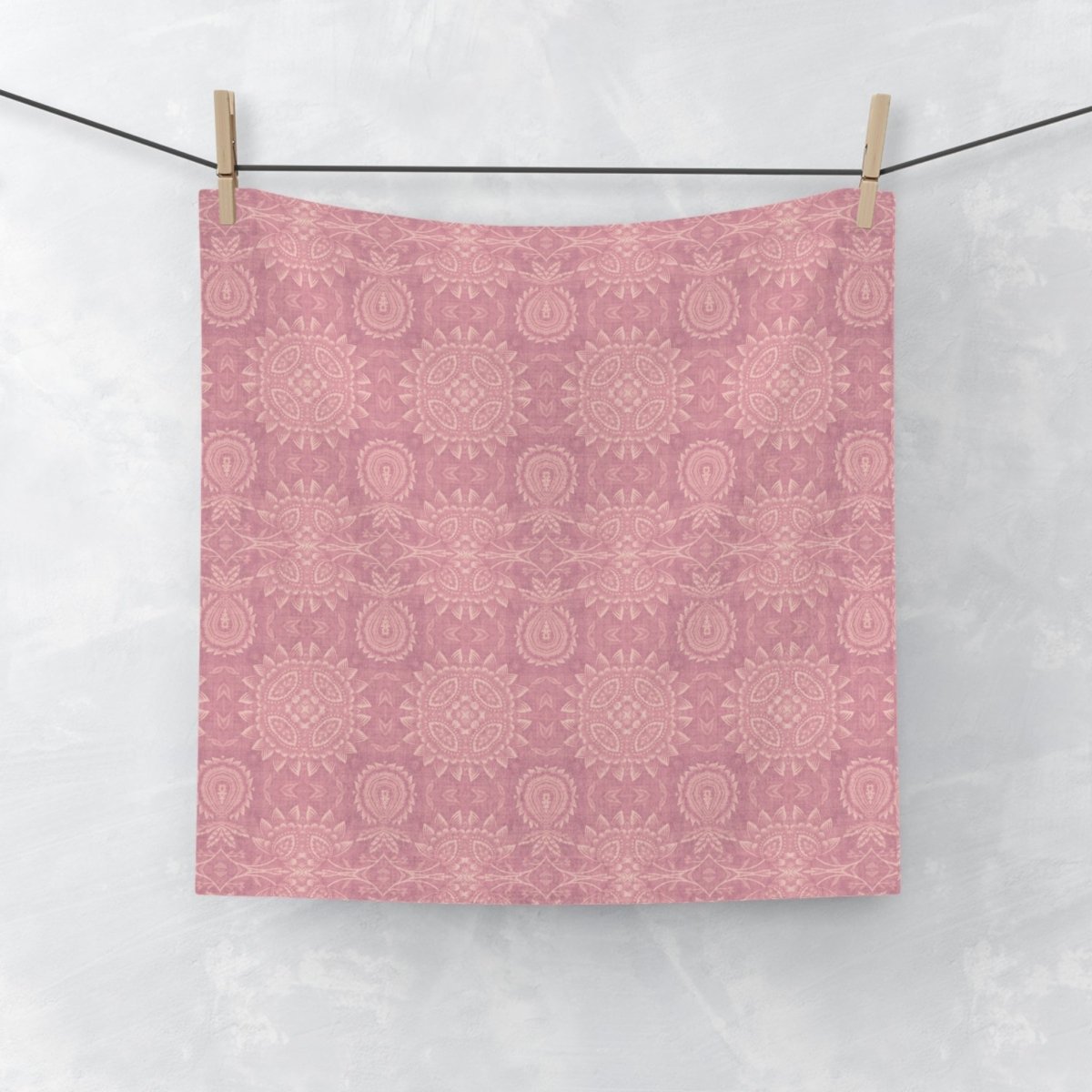 Paloma Flowers and Pineapples in Rose Pink and Cream | Face Towel - Face Towel - Piccolo Fiore Prints