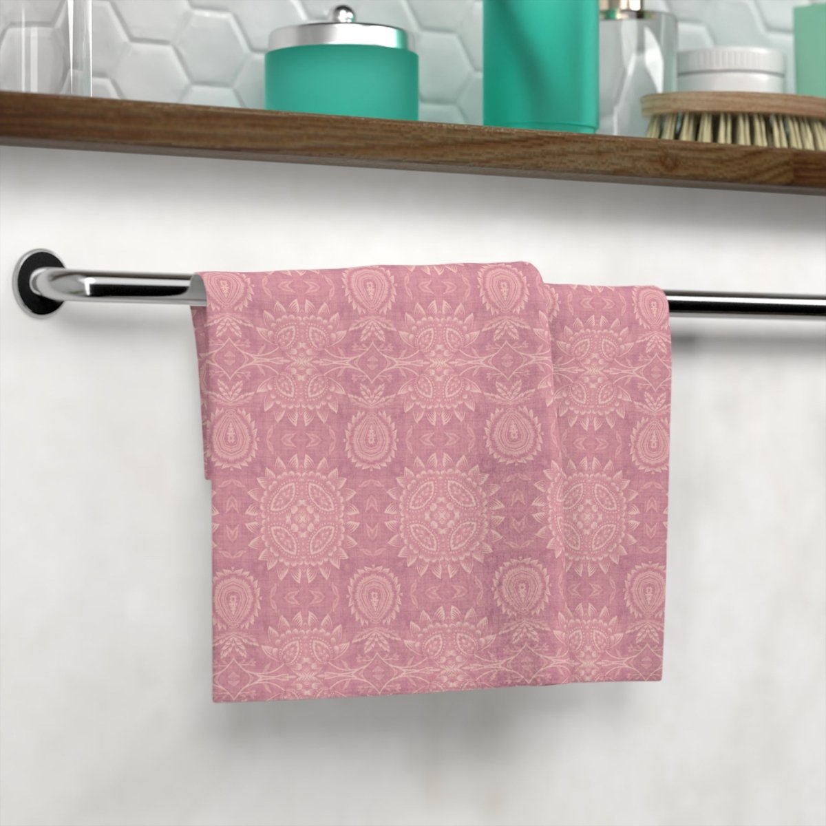 Paloma Flowers and Pineapples in Rose Pink and Cream | Face Towel - Face Towel - Piccolo Fiore Prints