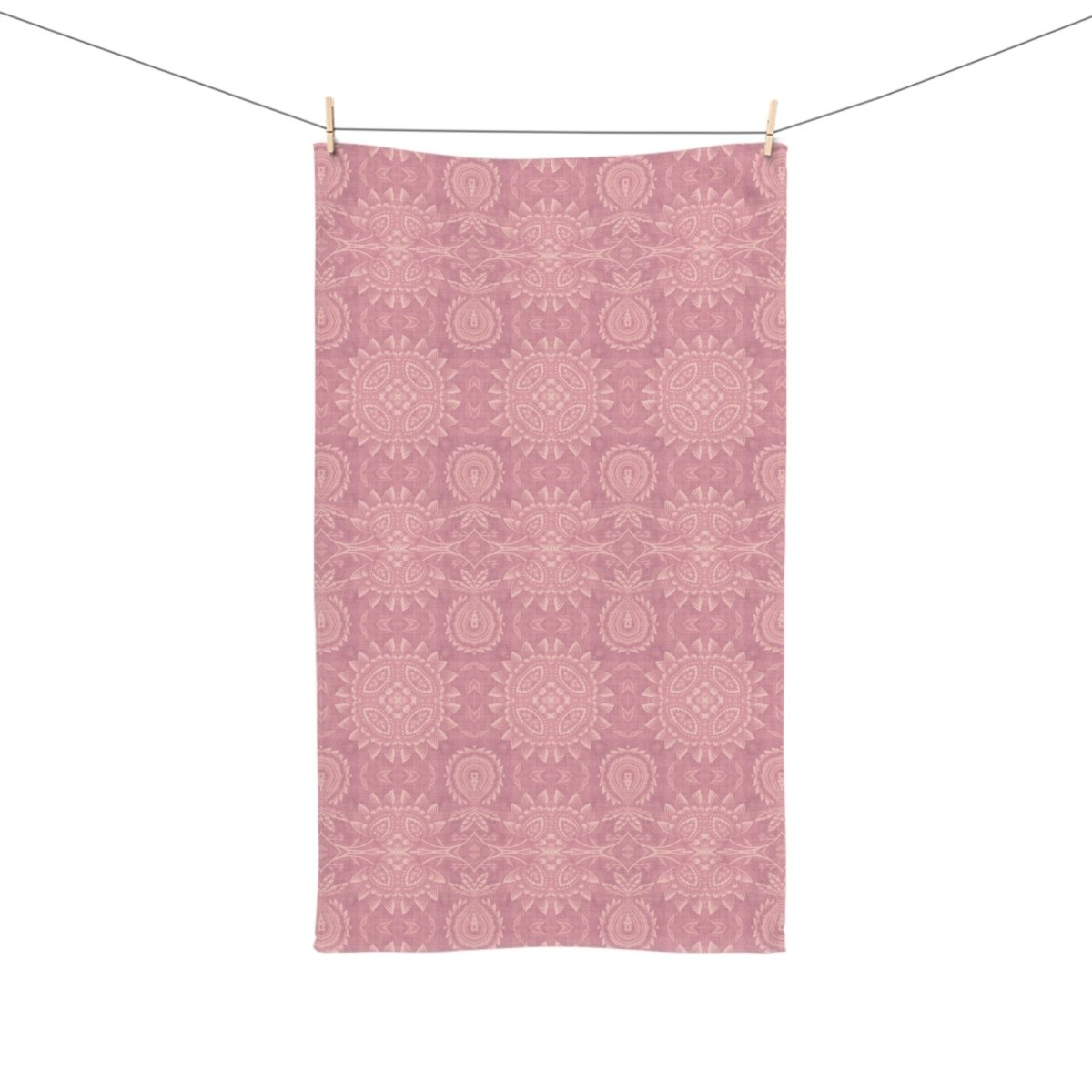 Paloma Flowers and Pineapples in Rose Pink and Cream | Hand Towel - Hand Towel - Piccolo Fiore Prints