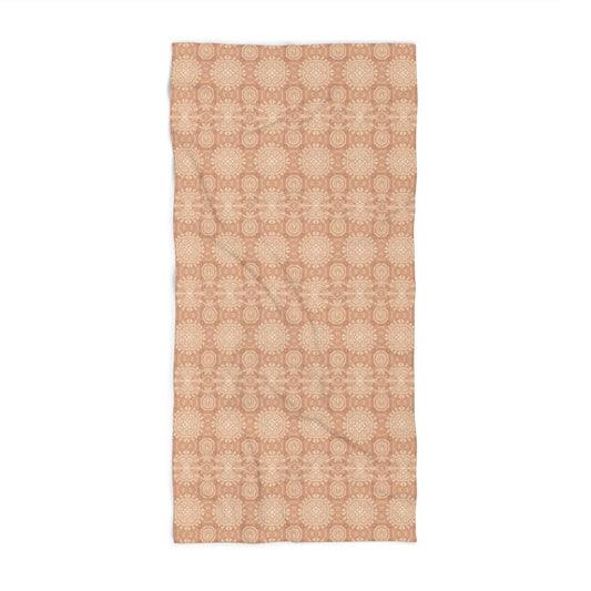 Paloma Flowers and Pineapples in Tan and Cream | Beach Towel - Beach Towel - Piccolo Fiore Prints