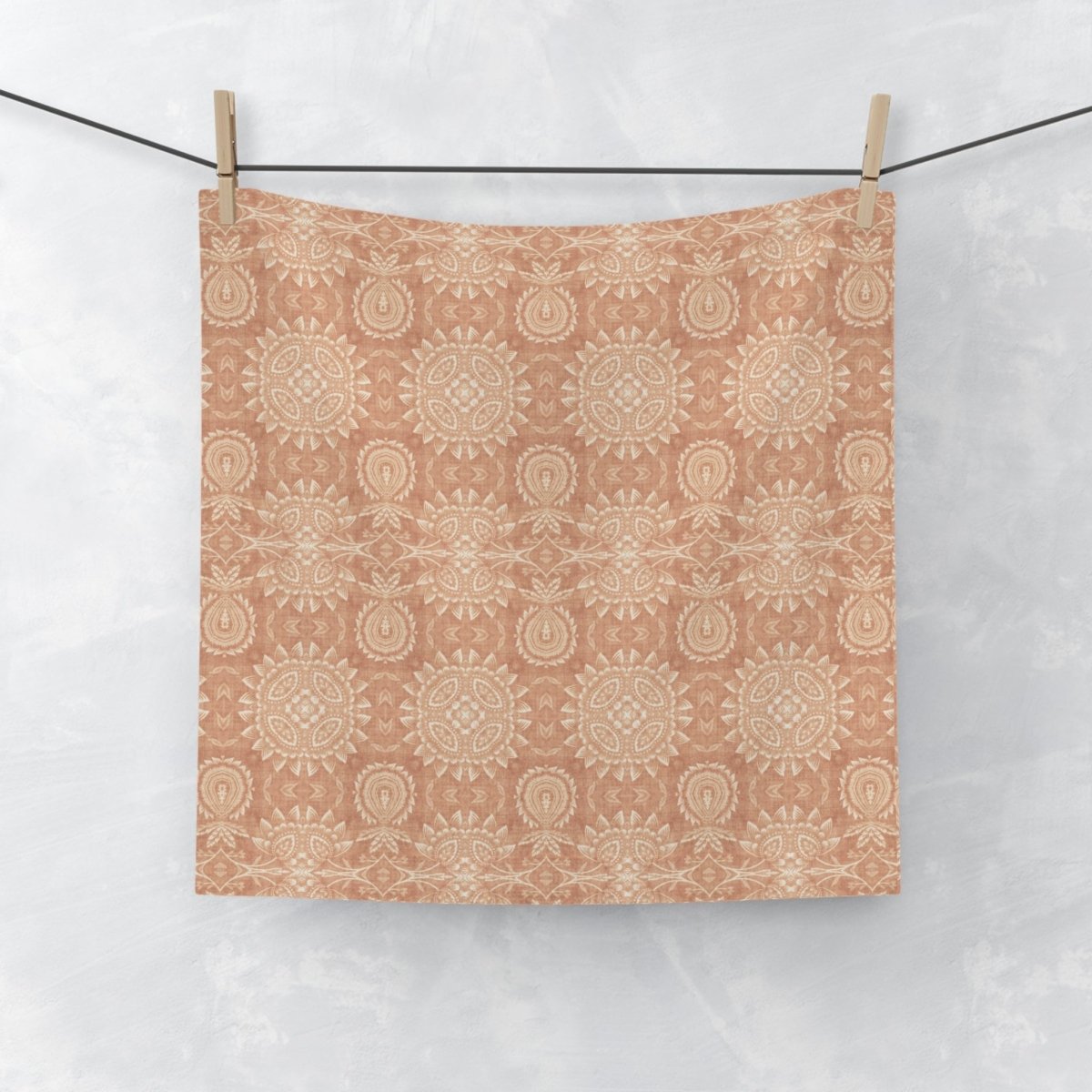 Paloma Flowers and Pineapples in Tan and Cream | Face Towel - Face Towel - Piccolo Fiore Prints