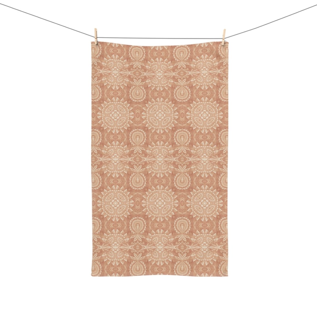 Paloma Flowers and Pineapples in Tan and Cream | Hand Towel - Hand Towel - Piccolo Fiore Prints