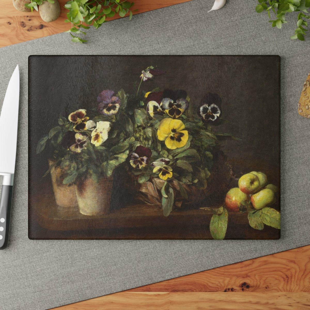 Pansies | Glass Chopping Board - Glass Chopping Board - Piccolo Fiore Prints